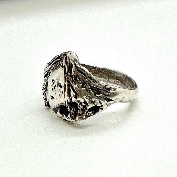 Vintage Art Nouveau Face Sterling Silver Ring - Picture 6 of 14